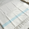 Premium White Cotton Bath Towel with Blue Stripes | Soft & Quick Dry Gamcha for Men