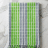 Fresh Green & Grey Checkered Cotton Gamcha | Soft Daily Wear Towel with Tassels