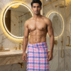 Vibrant Pink & Purple Checkered Cotton Towel | Soft & Trendy Bath Gamcha for Men