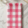 Vibrant Pink & White Checkered Cotton Towel | Soft Bath Gamcha with Side Tassels