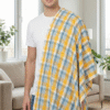 Sunny Yellow & Steel Blue Checkered Cotton Angvastra | Soft Traditional Gamcha