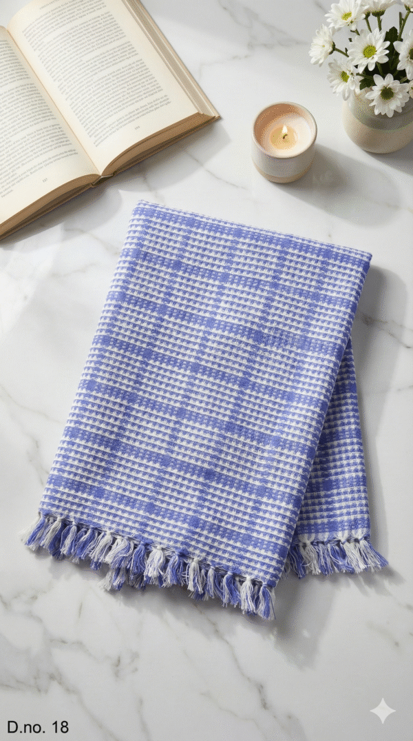Gemini_Generated_Image_in4vvgin4vvgin4v Classic Blue & White Checkered Cotton Gamcha | Soft Traditional Angvastra with Tassels