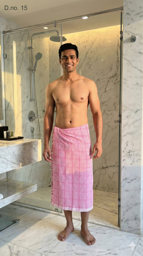 Gemini_Generated_Image_lis7l5lis7l5lis7 Classic Pink & White Gingham Checkered Cotton Lungi | Soft Daily Wear Bath Towel
