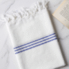 Elegant Cream & Blue Striped Cotton Angvastra | Premium Traditional Shawl