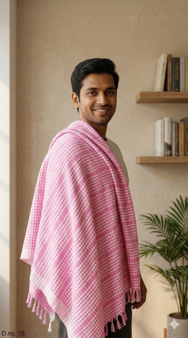 Gemini_Generated_Image_q31jvxq31jvxq31j Classic Pink & White Gingham Checkered Cotton Lungi | Soft Daily Wear Bath Towel