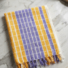 Traditional Yellow & Purple Checkered Cotton Gamcha | Soft Angvastra with Tassels