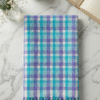 Cool Blue & Purple Checkered Cotton Towel | Trendy Bath Gamcha with Side Fringes