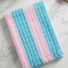 Refreshing Blue & Pink Striped Cotton Gamcha | Soft Angvastra with Tassels
