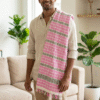 Modern Pink & Grey Checkered Cotton Angvastra | Soft Traditional Gamcha