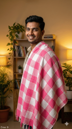 Gemini_Generated_Image_upgt51upgt51upgt Vibrant Pink & White Checkered Cotton Towel | Soft Bath Gamcha with Side Tassels