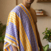 Traditional Yellow & Purple Checkered Cotton Gamcha | Soft Angvastra with Tassels