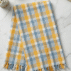 Sunny Yellow & Steel Blue Checkered Cotton Angvastra | Soft Traditional Gamcha