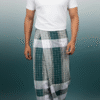 Men's Classic Plaid Lungi - High-Contrast Green, Grey & White Check