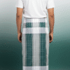 Men's Classic Plaid Lungi - High-Contrast Green, Grey & White Check