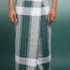 Men's Classic Plaid Lungi - High-Contrast Green, Grey & White Check