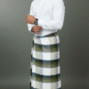 Men's Elegant Polyester Lungi - Olive Green & White Check (2.25 Meters) - D.no. 02