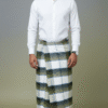 Men's Elegant Polyester Lungi - Olive Green & White Check (2.25 Meters) - D.no. 02