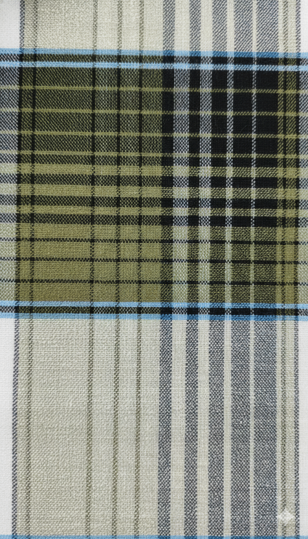 Men's Elegant Polyester Lungi - Olive Green & White Check (2.25 Meters) - D.no. 02