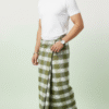 Men's Classic Polyester Lungi - Olive Green & White Check (2.25 Meters) - D.no. 04