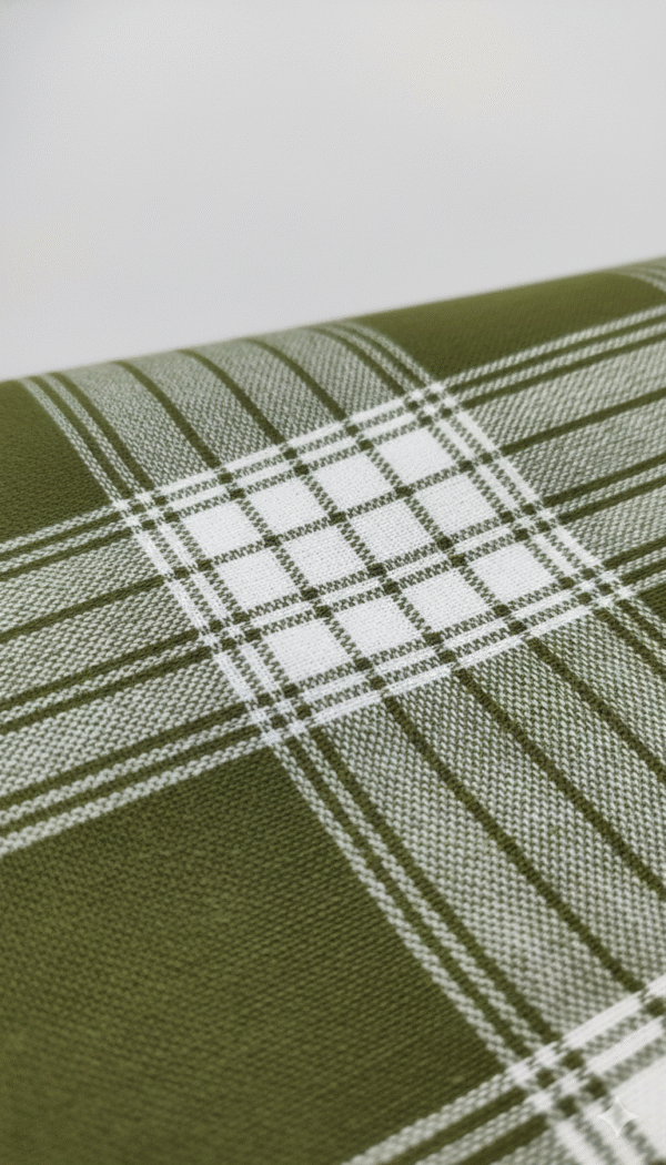 Men's Classic Polyester Lungi - Olive Green & White Check (2.25 Meters) - D.no. 04