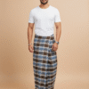 Men's Sophisticated Polyester Lungi - Olive Green & White Check (2.25 Meters) - D.no. 06