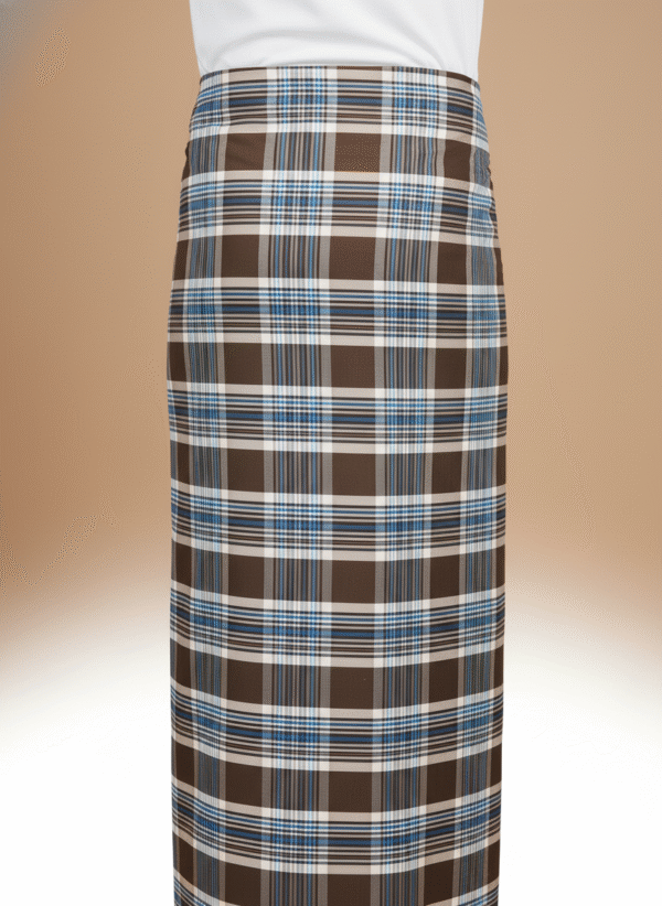 Men's Sophisticated Polyester Lungi - Olive Green & White Check (2.25 Meters) - D.no. 06
