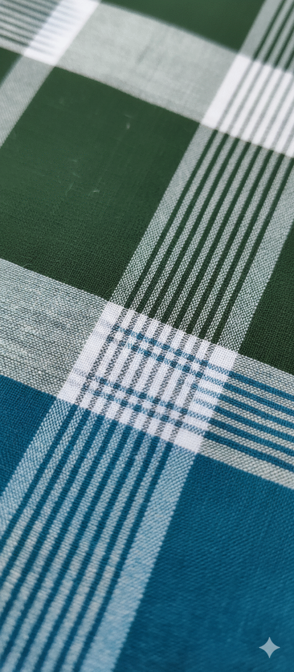 Men's Vibrant Plaid Lungi - Green & Blue Check Design (D.no. 18)