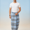 Men's Classic Polyester Lungi - High-Contrast Green & White Check (2.25 Meters) - D.no. 09