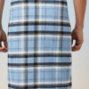 Men's Classic Polyester Lungi - High-Contrast Green & White Check (2.25 Meters) - D.no. 09