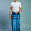 Men's Vibrant Cotton Lungi - Bright Blue & Navy Check (2.10 Meters) - D.no. 22