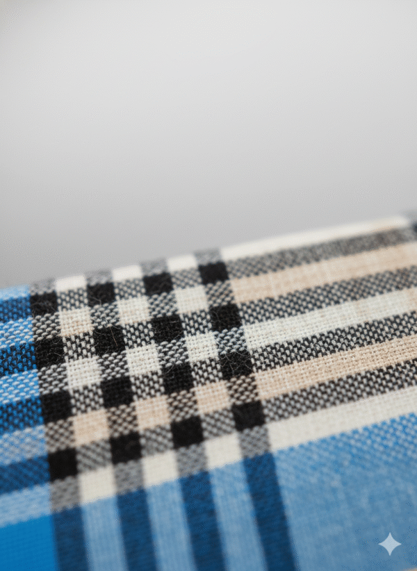 Men's Bold Polyester Lungi - Vibrant Blue & Multi-Tone Check (2.25 Meters) - D.no. 10