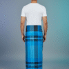 Men's Vibrant Cotton Lungi - Bright Blue & Navy Check (2.10 Meters) - D.no. 22