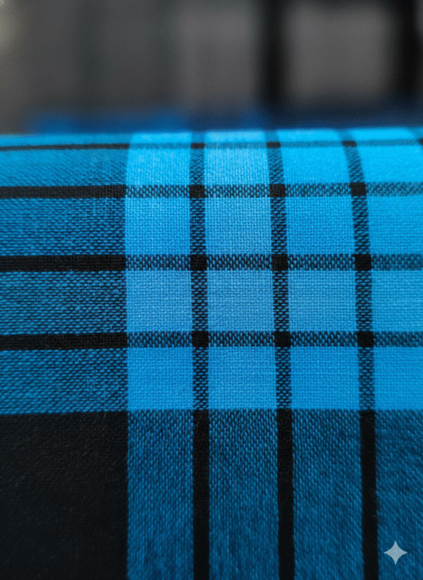 Men's Vibrant Cotton Lungi - Bright Blue & Navy Check (2.10 Meters) - D.no. 22