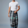 Men's Stylish Cotton Lungi - Black with Blue & Green Check (2.10 Meters) - D.no. 23