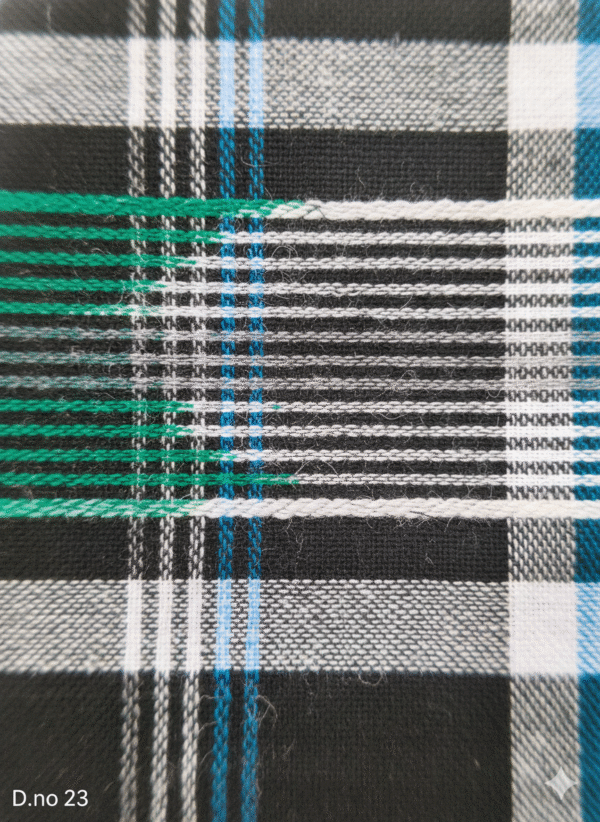 Men's Stylish Cotton Lungi - Black with Blue & Green Check (2.10 Meters) - D.no. 23