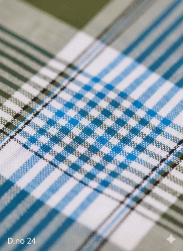 Men's Classic Cotton Lungi - Blue Vertical Stripes (2.10 Meters) - D.no. 24