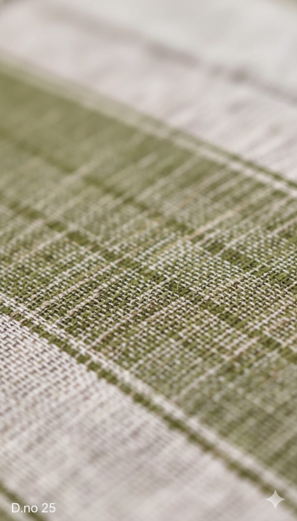 Generated Image December 09, 2025 - 4_18PM Men's Earthy Cotton Lungi - Olive Green & Beige Horizontal Stripes (2.10 Meters) - D.no. 25