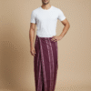 Men's Royal Cotton Lungi - Maroon Vertical Stripes (2.10 Meters) - D.no. 26
