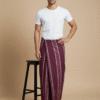 Men's Royal Cotton Lungi - Maroon Vertical Stripes (2.10 Meters) - D.no. 26