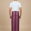 Men's Royal Cotton Lungi - Maroon Vertical Stripes (2.10 Meters) - D.no. 26