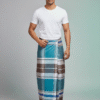 Men's Premium Cotton Lungi - Teal, Grey & Brown Check (2.10 Meters) - D.no. 27