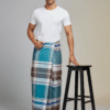Men's Premium Cotton Lungi - Teal, Grey & Brown Check (2.10 Meters) - D.no. 27