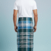 Men's Premium Cotton Lungi - Dark Green, Blue & White Check (2.10 Meters) - D.no. 29