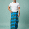 Men's Bold Polyester Lungi - Dark Green & White Check (2.25 Meters) - D.no. 11