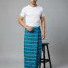 Men's Bold Polyester Lungi - Dark Green & White Check (2.25 Meters) - D.no. 11