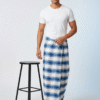 Men's Fresh Polyester Lungi - White & Blue Check (2.25 Meters) - D.no. 12