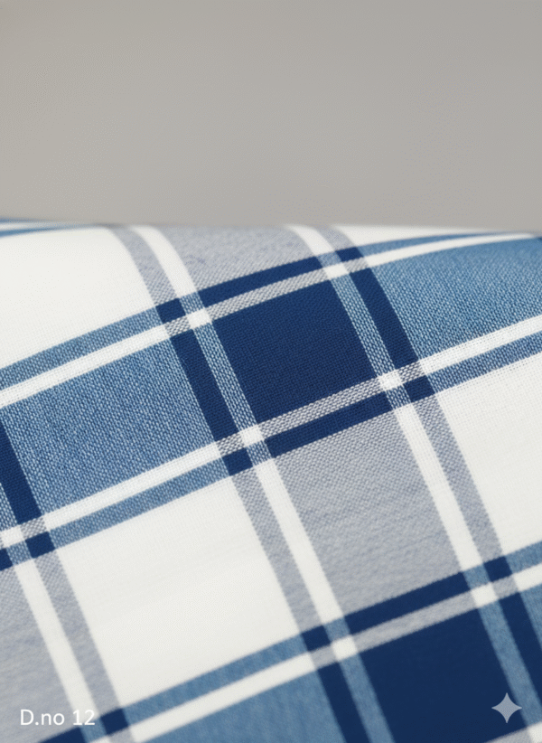 Men's Fresh Polyester Lungi - White & Blue Check (2.25 Meters) - D.no. 12