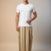 Men's Elegant Polyester Lungi - Tan & Blue Check (2.25 Meters) - D.no. 14