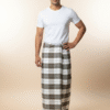 Men's Classic Polyester Lungi - High-Contrast Green, Grey & White Check (2.25 Meters) - D.no. 15