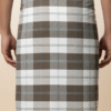 Men's Classic Polyester Lungi - High-Contrast Green, Grey & White Check (2.25 Meters) - D.no. 15